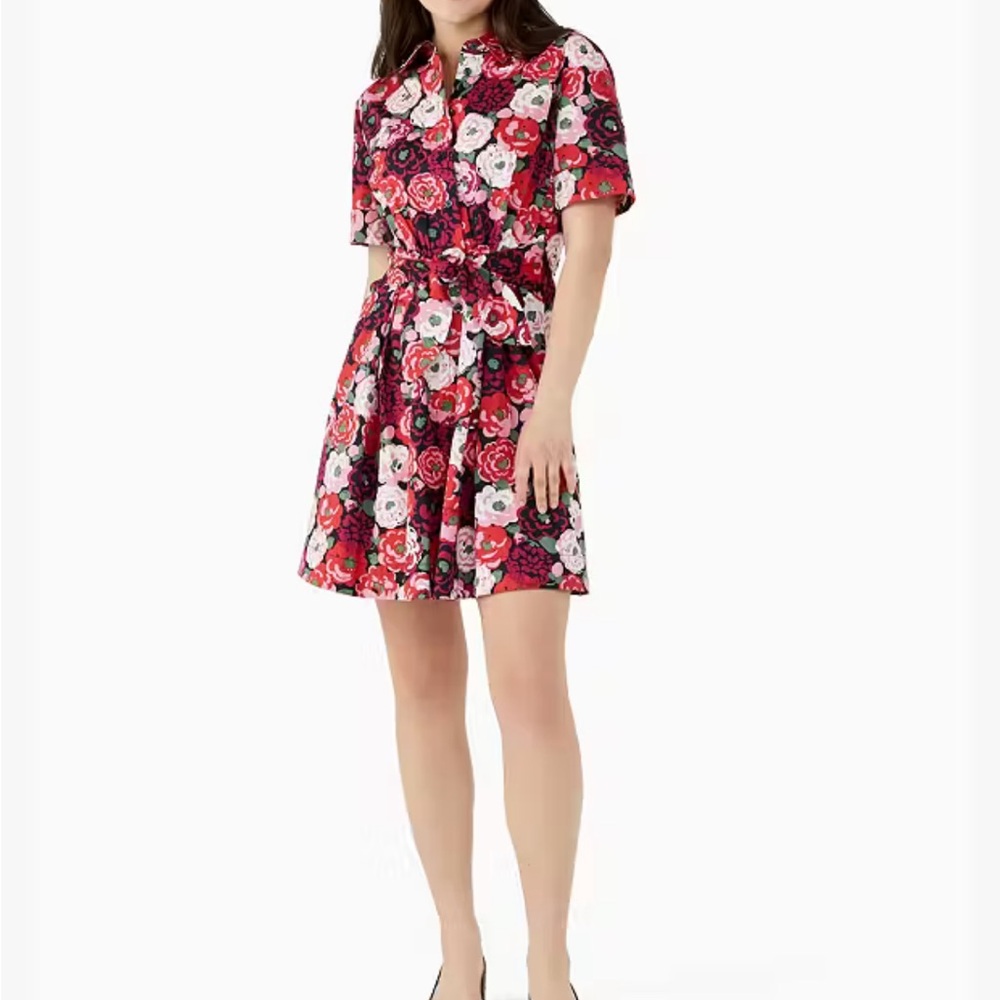 Kate Spade Rosette Blooms Tie-Waist Shirtdress